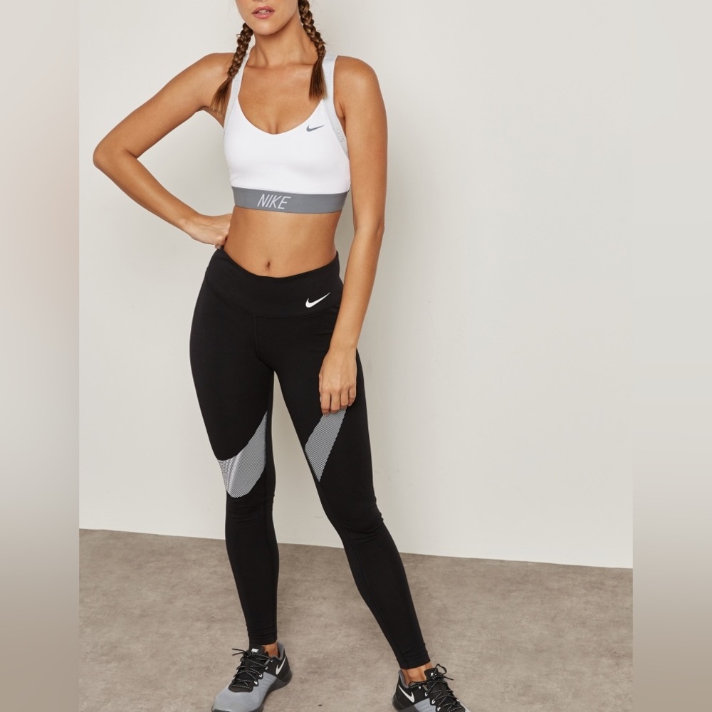 Nike Women’s Dri-FIT Pro Indy Logo Back White/Gray Sports Bra